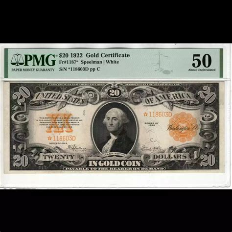 $20 1922 Gold Gold Certificates 1187* - Kearney Coin Center