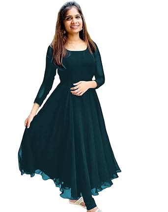 Anarkali Women Mini Solid Kurta Heavy Georgette Kurti Dress (Small ...