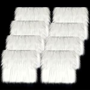 Tatuo 8 Pcs Faux Fur Fabric for Crafts DIY Square 10 x 10 Inch Shaggy ...