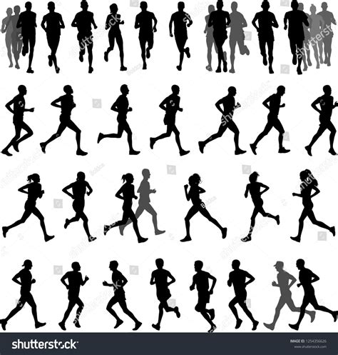 People Running Silhouette Vector Free
