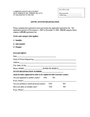 Fillable Online SEPTIC SYSTEM REGISTRATION - blawrencecohealthbbcomb ...