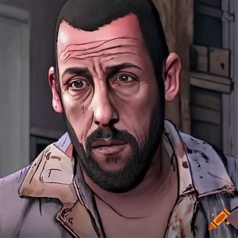 Adam Sandler as a survivor in The Walking Dead video game on Craiyon