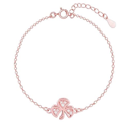 GIVA 925 Silver Rose Gold Shamrock Bracelet, Adjustable | Gifts for ...