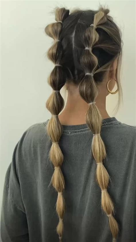 Double bubble hairstyle simple and easy hairstyle fall and summer style ...