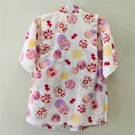 お子様用甚平 手毬と金魚柄 130c用 オフ白 Children's Summer Festival Jinbei | あさひや木更津