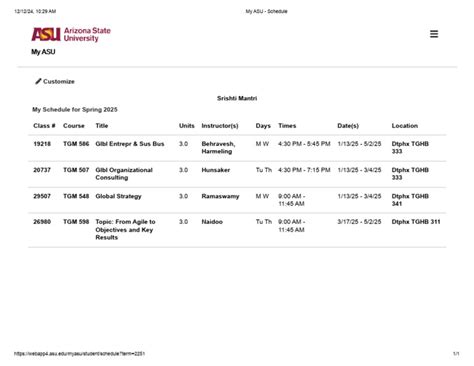 My ASU - Schedule | PDF