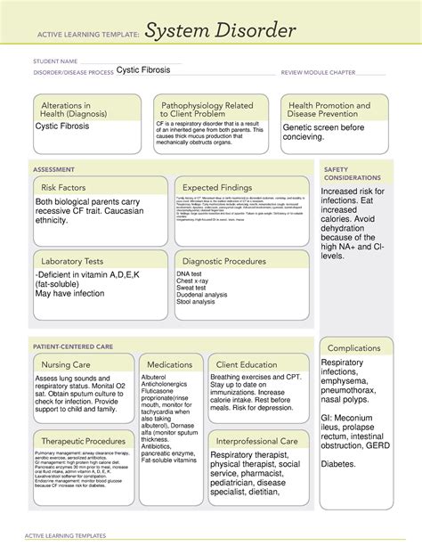 Cystic Fibrosis System Disorder Template, On studocu you find all the lecture notes, summaries and.