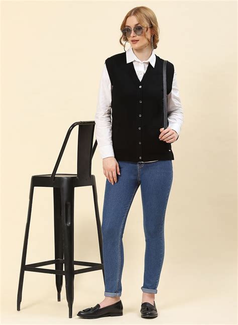 Buy Women Black Solid Blend wool Cardigan Online in India - Monte Carlo