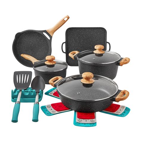 The Pioneer Woman Prairie Signature 14-Piece Cast Aluminum Cookware Set ...