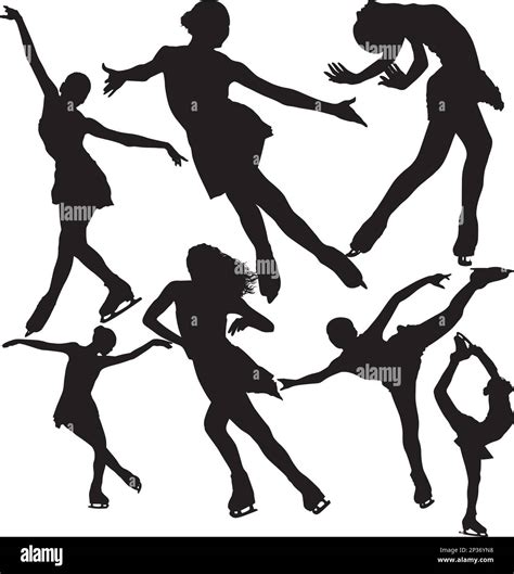 Figure skating vector silhouettes set isolated on white background. Layered Stock Vector Image ...
