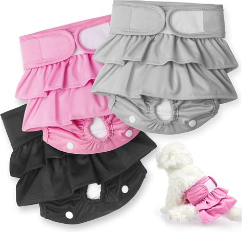 Petbank Female Dog Diaper - 3 Pack Reusable Dog Nappies Dress with ...