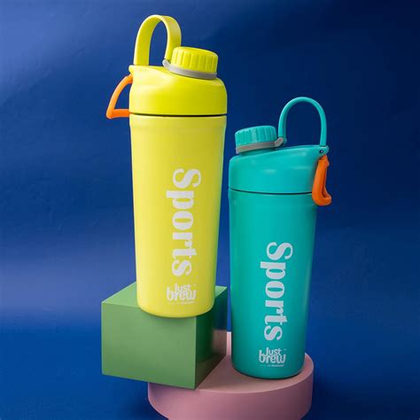 JustBrew® Vacuum Insulated Sipper Bottle (Set of 2) Blue &Yellow, 800ml ...