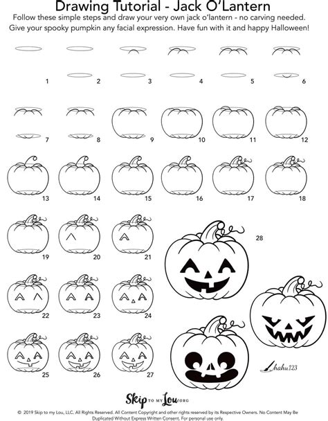 Easy Jack O Lantern Drawing Tutorial | Skip To My Lou
