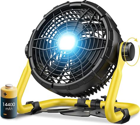 Buy Outdoor Floor Fan with Light,15000mAh 12-Inch Large Battery ...
