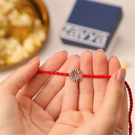 Radiant Sunbeam Rhodium-Plated 925 Sterling Silver Rakhi – Zavya