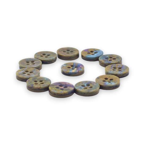 Round Rim 4 Hole Beige Holographic Colour Fancy Shirt Buttons – Linen ...