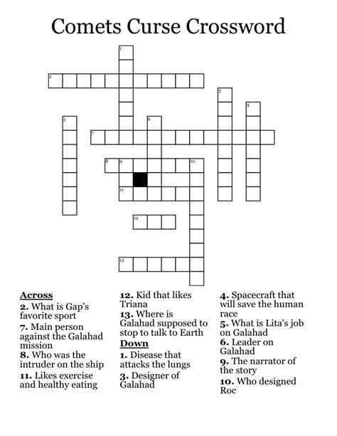 Comets Curse Crossword - WordMint