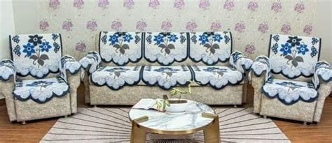 MEBELS JOY Cotton Floral Design Sofa Cover Set of 5 Seater 6 Piece Arm ...