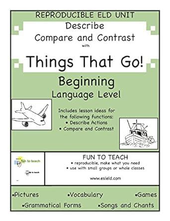 Things That Go! Beginning Language Level Grammar and ESL ELD Unit eBook ...