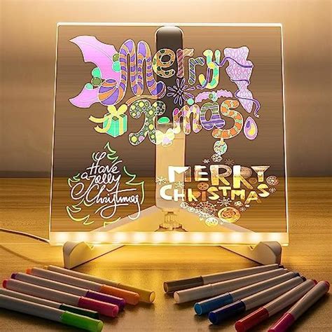 BAREPEPE 3D Acrylic Writing Board with Pens Glowing Led Message Board ...