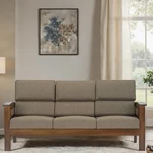 Royaloak Sepang Wooden 3 Seater Sofa with Brown Colour Cushion| Solid ...