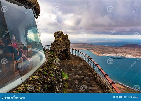 View at Atlantic Ocean and La Graciosa Island at Sunset from El Mirador ...