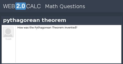 View question - pythagorean theorem