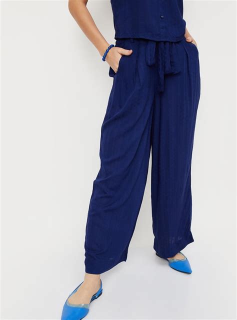 Buy Women Textured Tie-Up Belt Palazzos Online at just Rs. 899.0 ...