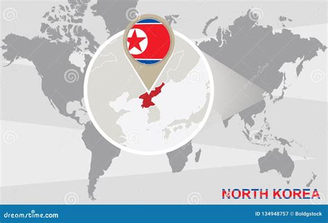 World Map with Magnified North Korea Stock Vector - Illustration of ...