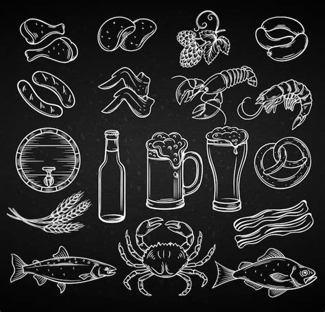 Hand drawn beer and snack | Premium Vector