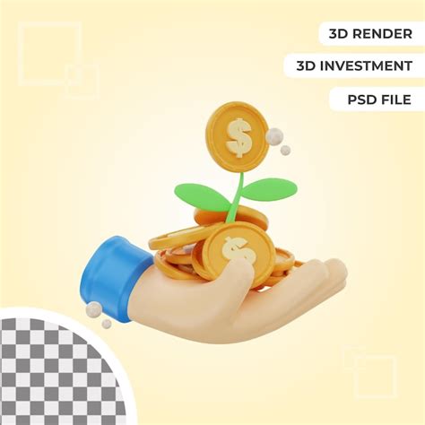 3d dollar plant icon object illustration premium psd | Premium PSD