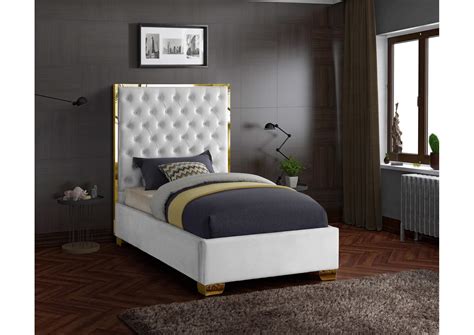 Lana White Velvet Twin Bed