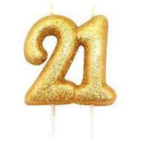 Number 21 Glitter Numeral Moulded Pick Candle Gold | Etsy