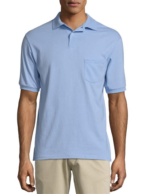 Hanes Men's Ecosmart Jersey Polo Shirt with Pocket - Walmart.com