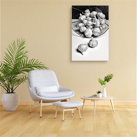 Black & White Garlic Canvas Painting Synthetic Frame – ArtzFolio.com