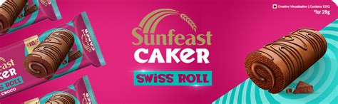Sunfeast Caker Swiss Roll with Choco, 23g, Soft choco sponge rolled ...