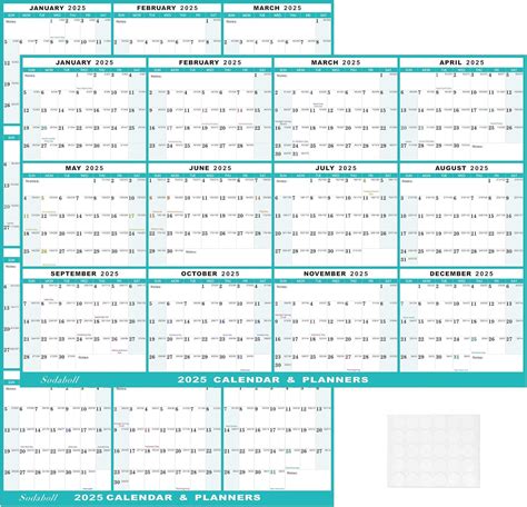 Sodaboll 32 x 48 2025 Wall Calendar, Folded Wet & Dry Erase India | Ubuy