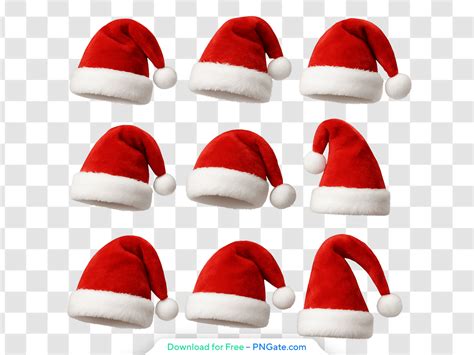 Santa Hat Set of Realistic Hats Free PNG - PNGate