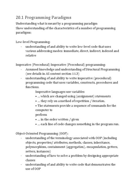 20.1 Programming Paradigms: Understanding Key Concepts and OOP - Studocu
