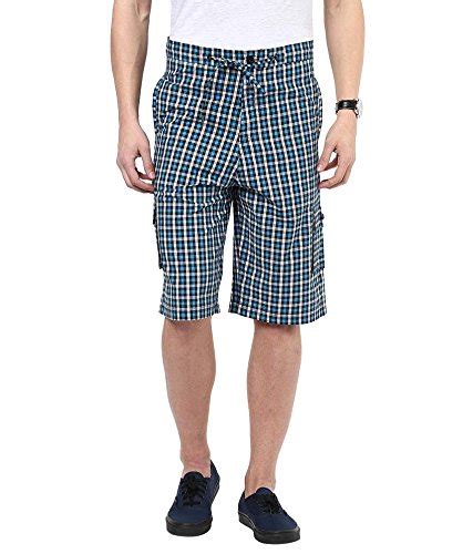 HYPERNATION Men's Cotton Checkered 3/4 (Blue and White; 36) : Amazon.in ...