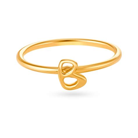 Letter B 14 KT Yellow Gold Initial Ring