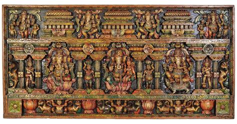 Buy Exotic India Lord Ganesha Panel - South Indian Temple Wood Carving ...