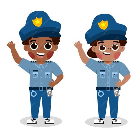 Enfants portant un uniforme de police pour l'illustration d'un travail ...