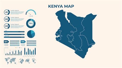 Mapa infográfico do Quênia Mapa vetorial de um mapa global na forma de ...
