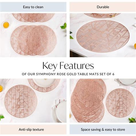 Symphony Rose Gold Table Mats Set Of 6 Online - Premium Table Mat ...
