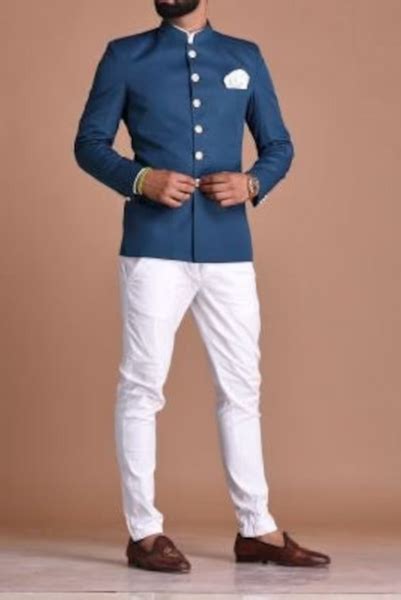 Bespoke Indian Maharaja Style Royal Teal Blue Jodhpuri Bandhgala Suit