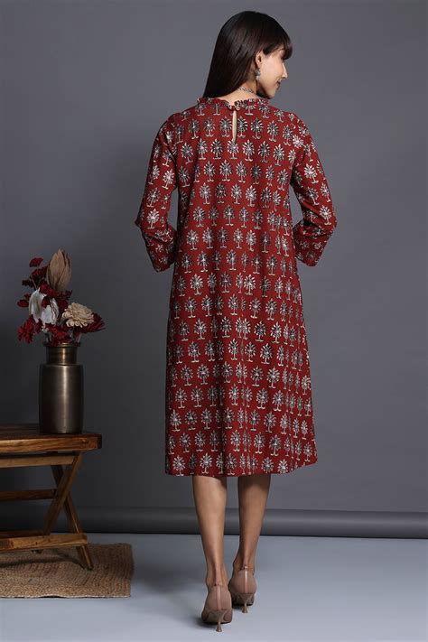 shift dress with smocked sleeves - madder oasis & periyar grove - maati ...