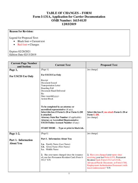 Form I-131A Application for Carrier Documentation - Blank Fillable ...