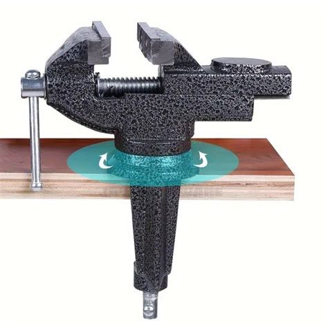 Table Bench Vise Heavy Duty Mechanic Clamp-on 60mm Blue Cast Iron 360 ...