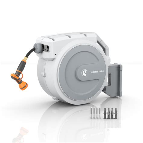 Giraffe Tools Retractable Garden Hose Reel, 5/8 in x 90 ft Heavy Duty ...